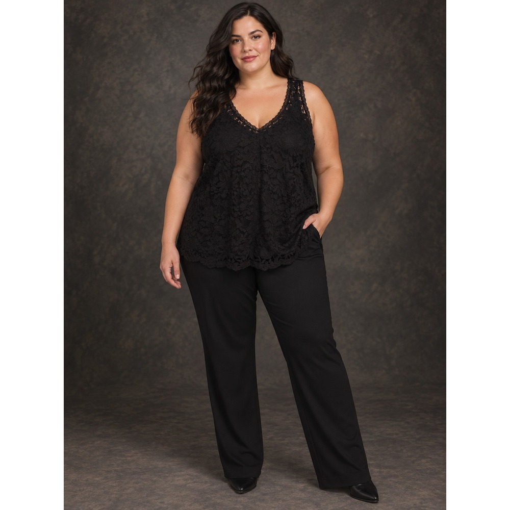 Torrid Black Floral Lace V Neck Sleeveless Top Size 1 Dark Romantic Gothic